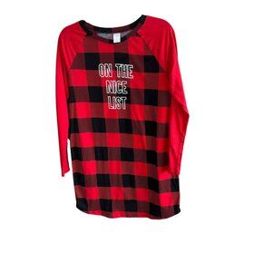 North Pole Christmas Sleepshirt Buffalo Check Nightshirt Gown Size XS